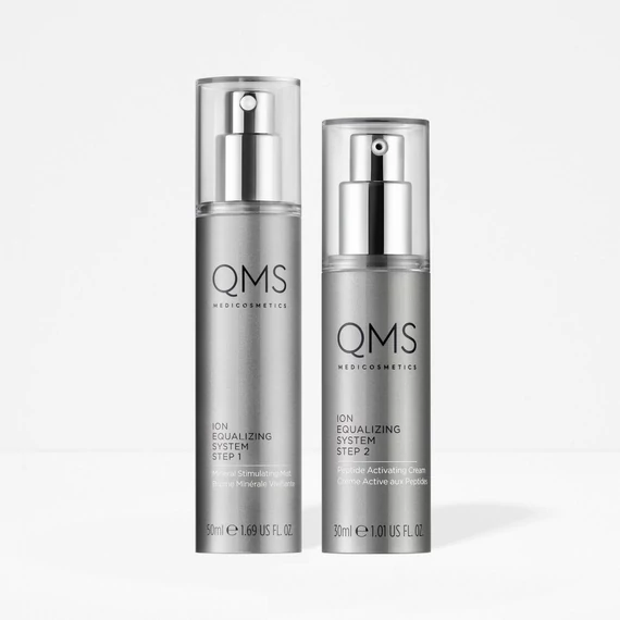 QMS ADVANCED ION EQUALIZING SYSTEM 2-STEP NIGHT ROUTINE – Éjszakai feszesítő, ránctalanító szérum és krém – 50 ml + 30 ml